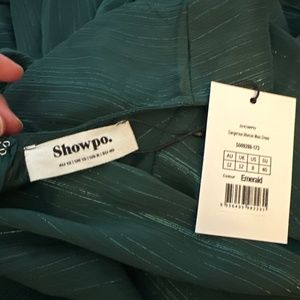 DANGEROUS WOMAN MAXI DRESS - PLUNGE THIGH SPLIT DRESS IN EMERALD